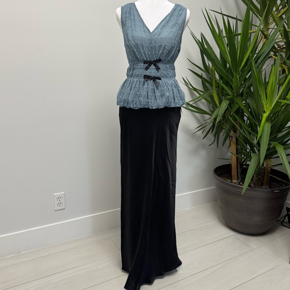 Anthropologie Tilda Black Silky Maxi Slip Skirt NWT XS A-Line Sleek Flowy - Picture 7 of 7